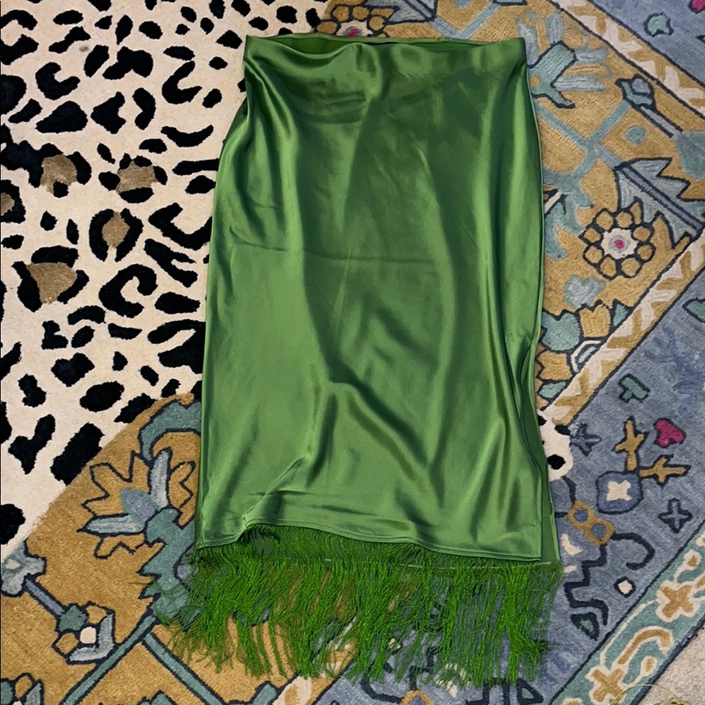 Rachel Zoe Green Fringe Skirt